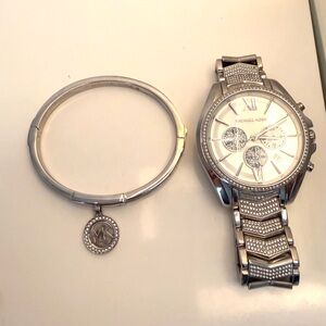 Michael Kors Silver Watch and Bracelet Duo